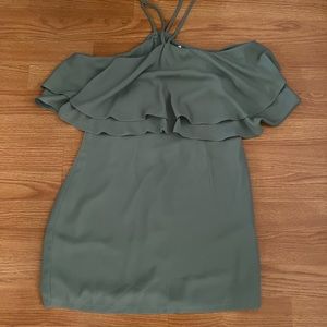 Super down light green short dress